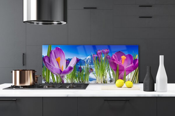 Panou sticla bucatarie Flori Floral Roz Verde