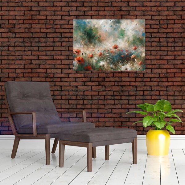 Tablou – Abstracție de câmp cu maci (70x50 cm)