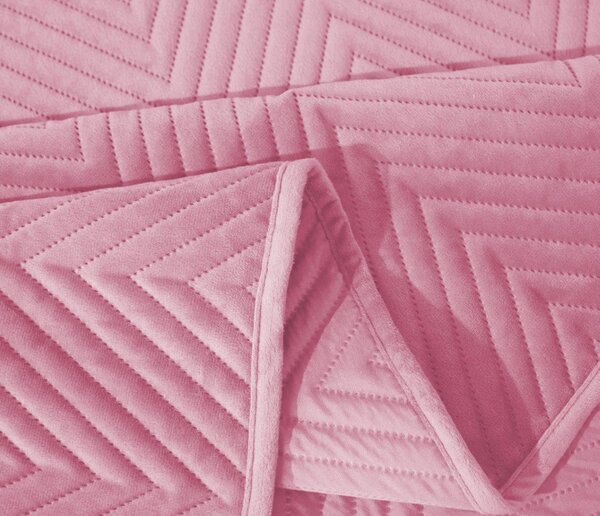Cuvertura de pat din catifea roz deschis ARROW VELVET Dimensiuni: 200 x 220 cm