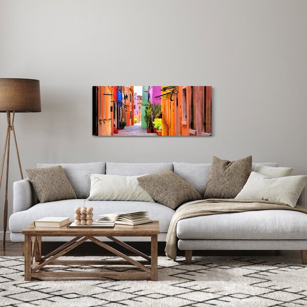 Tablou cu străduță colorata italiană (120x50 cm)