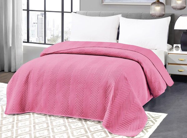 Cuvertura de pat din catifea roz deschis ARROW VELVET Dimensiuni: 200 x 220 cm
