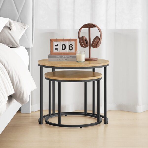Set masute de cafea FALKEN cu decor de stejar