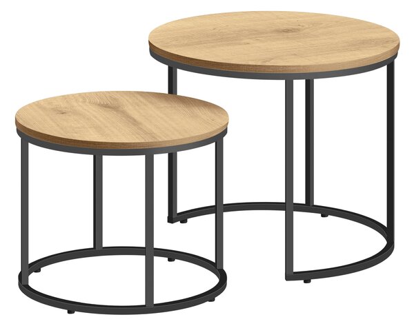 Set masute de cafea FALKEN cu decor de stejar