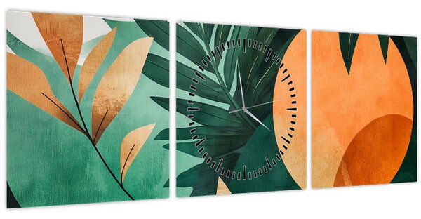 Tablou - Motive naturale geometrice (cu ceas) (90x30 cm)
