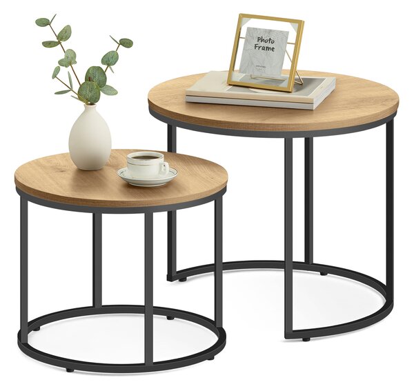 Set masute de cafea FALKEN cu decor de stejar