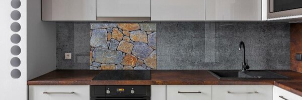 Panou sticlă decorativa bucătărie pietre