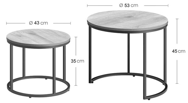 Set masute de cafea FALKEN cu decor de stejar