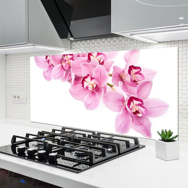 Panou sticla bucatarie Flori roz Floral