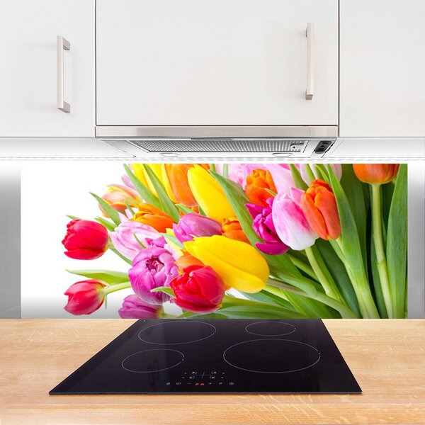 Panou sticla bucatarie Lalele Floral Multi