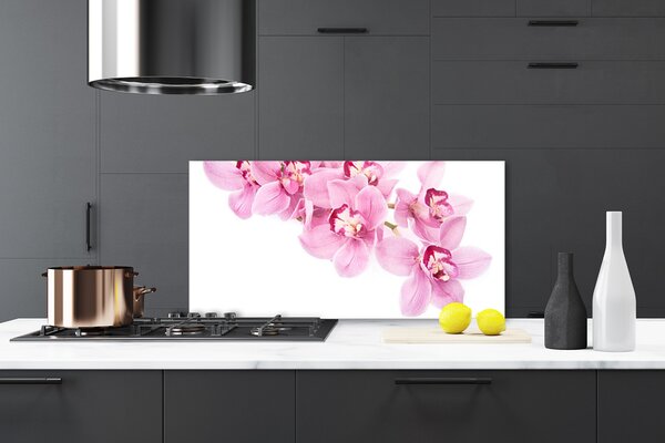 Panou sticla bucatarie Flori roz Floral