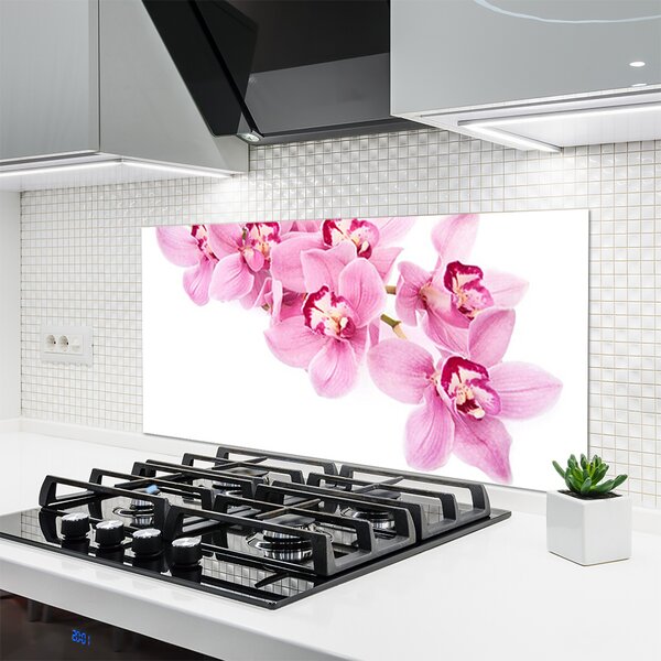 Panou sticla bucatarie Flori roz Floral