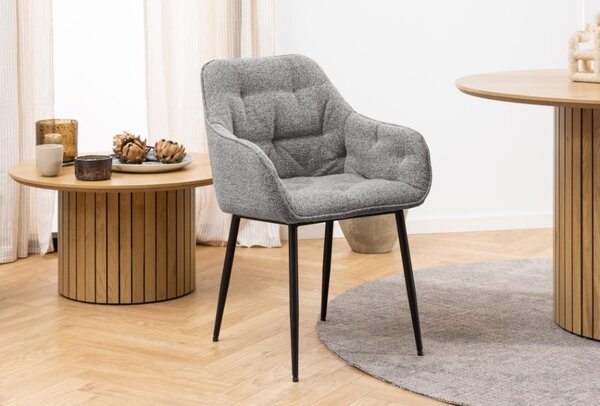Scaun de dining Brooke bouclé, gri deschis