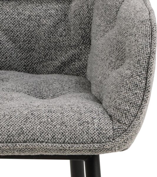 Scaun de dining Brooke bouclé, gri deschis
