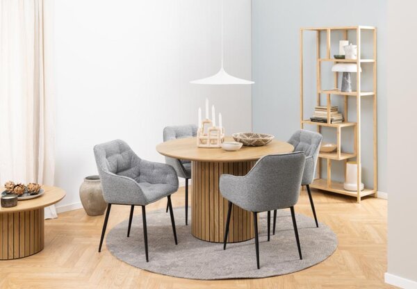 Scaun de dining Brooke bouclé, gri deschis