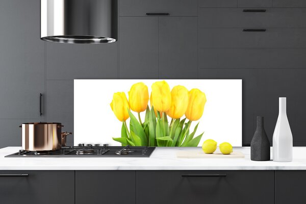 Panou sticla bucatarie Lalele floral galben