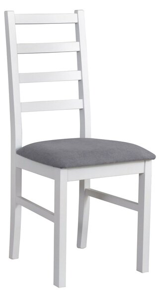 Scaun NILO 8, alb/gri - Riviera 91, lemn de fag/stofa catifelata, 43x40x94 cm