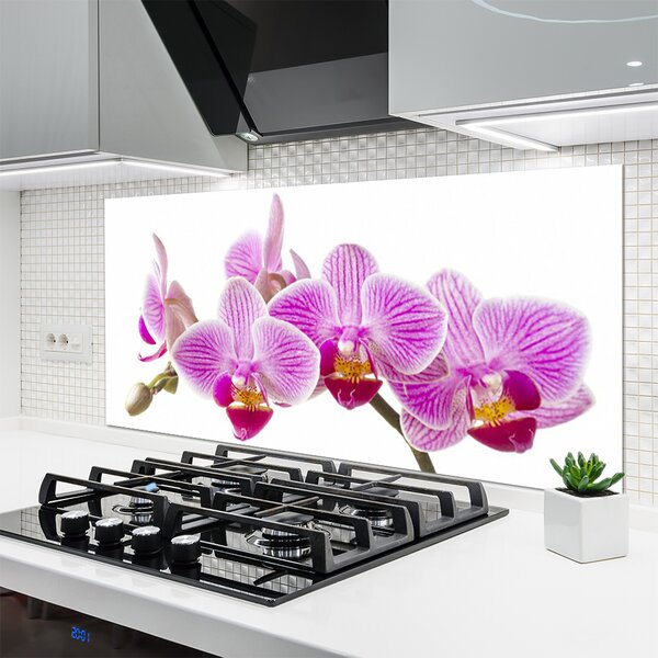 Panou sticla bucatarie Flori roz Floral