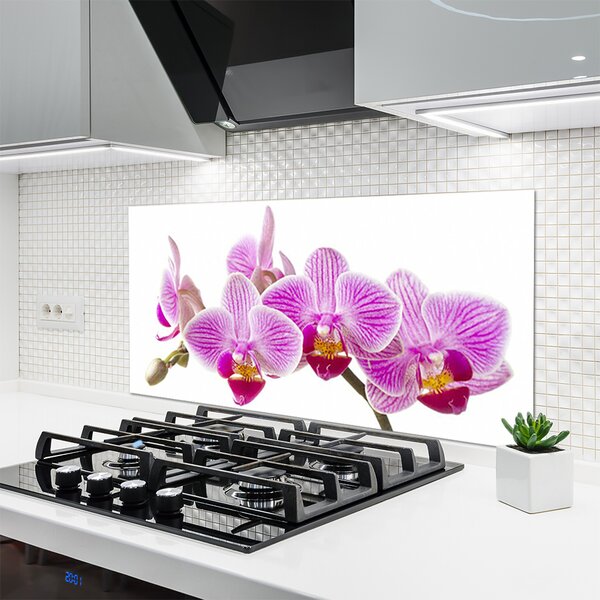 Panou sticla bucatarie Flori roz Floral