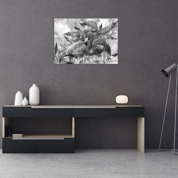 Tablou - Graffiti cu flamingo (70x50 cm)