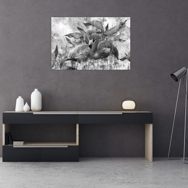 Tablou - Graffiti cu flamingo (90x60 cm)