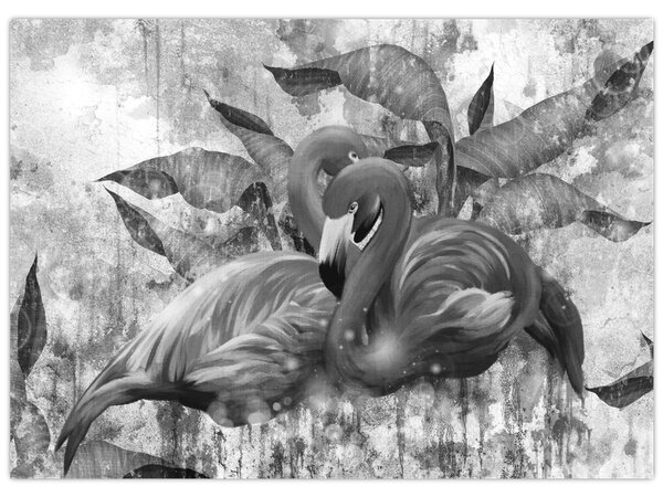 Tablou - Graffiti cu flamingo (70x50 cm)