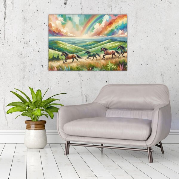 Tablou – Cai galopând prin peisaj (70x50 cm)