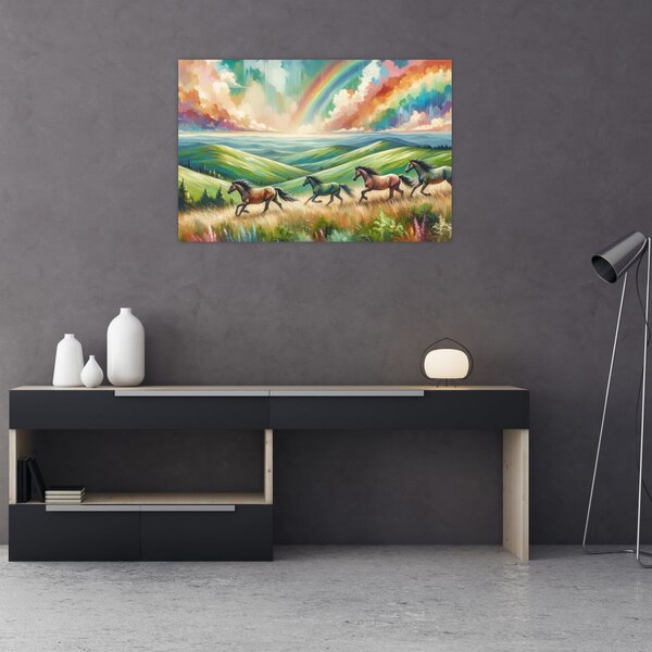 Tablou – Cai galopând prin peisaj (90x60 cm)
