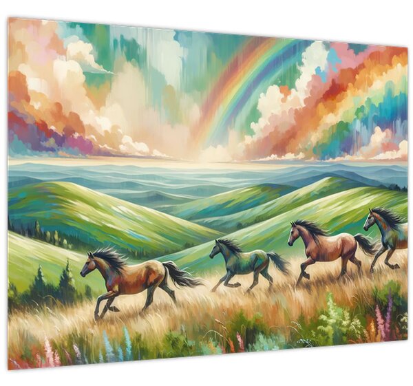 Tablou – Cai galopând prin peisaj (70x50 cm)