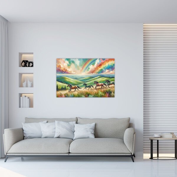 Tablou – Cai galopând prin peisaj (90x60 cm)
