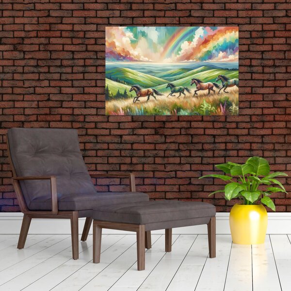 Tablou – Cai galopând prin peisaj (90x60 cm)