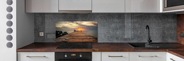 Sticlă printata bucătărie debarcader din lemn