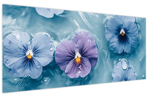 Tablou - Violete în apă (120x50 cm)