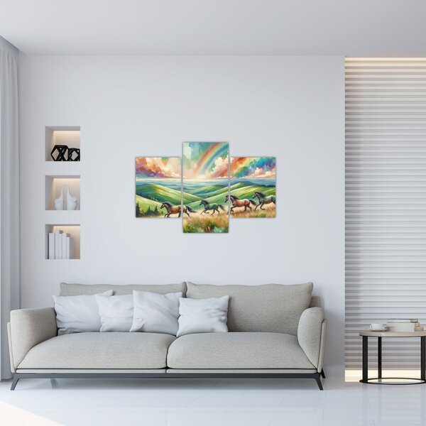 Tablou – Cai galopând prin peisaj (90x60 cm)