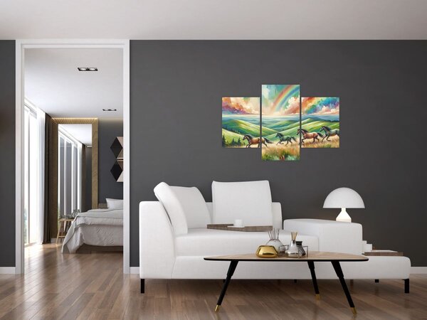 Tablou – Cai galopând prin peisaj (90x60 cm)