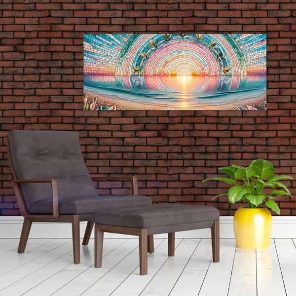 Tablou – Mozaic al soarelui la apus (120x50 cm)