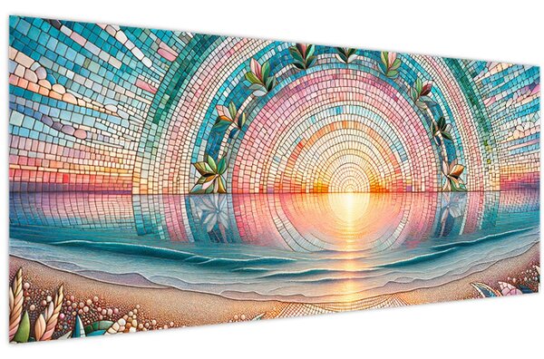 Tablou – Mozaic al soarelui la apus (120x50 cm)