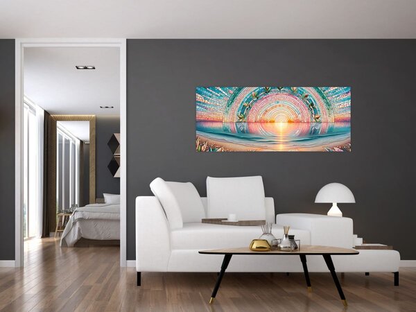 Tablou – Mozaic al soarelui la apus (120x50 cm)