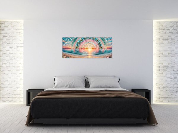 Tablou – Mozaic al soarelui la apus (120x50 cm)