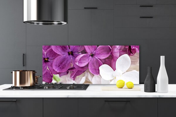 Panou sticla bucatarie Flori Floral Roz Alb