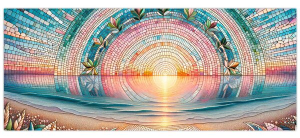 Tablou – Mozaic al soarelui la apus (120x50 cm)