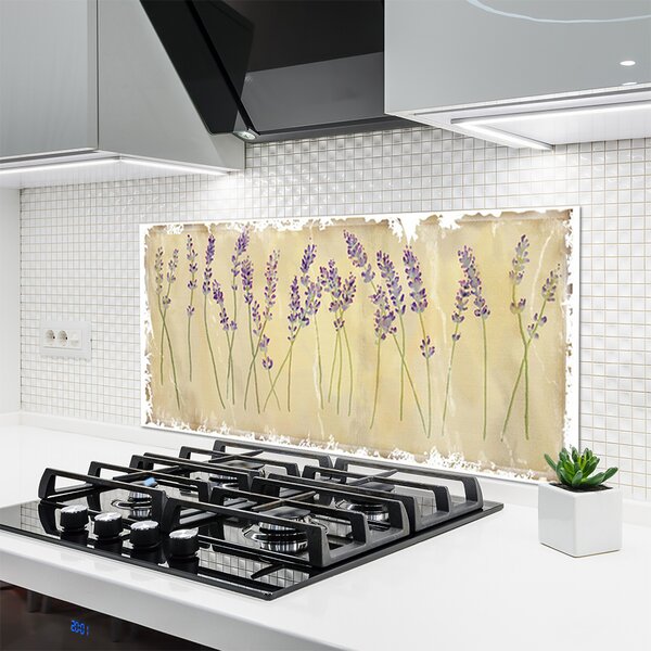 Panou sticla bucatarie Flori Floral violet