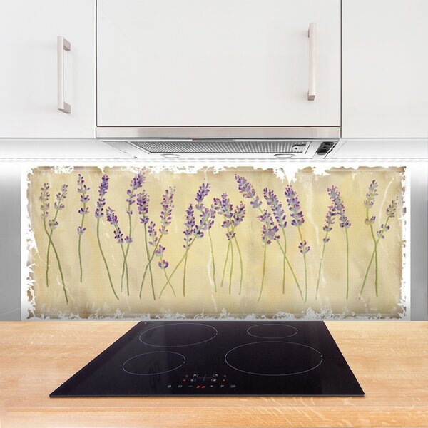 Panou sticla bucatarie Flori Floral violet