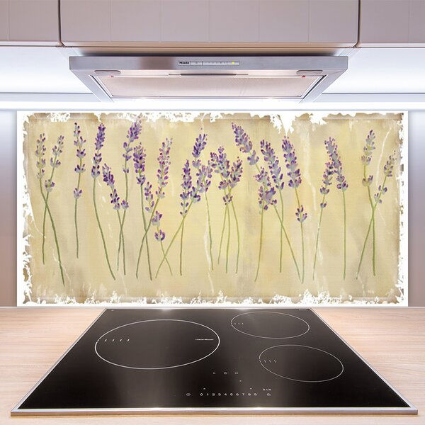 Panou sticla bucatarie Flori Floral violet