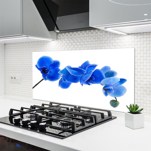 Panou sticla bucatarie Flower Floral Albastru