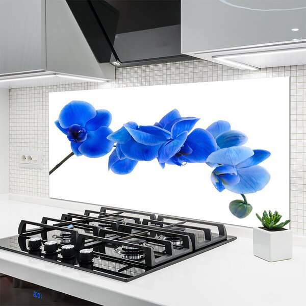 Panou sticla bucatarie Flower Floral Albastru