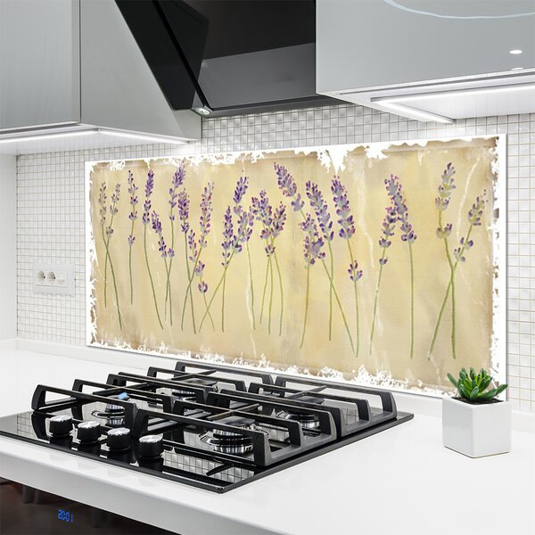 Panou sticla bucatarie Flori Floral violet