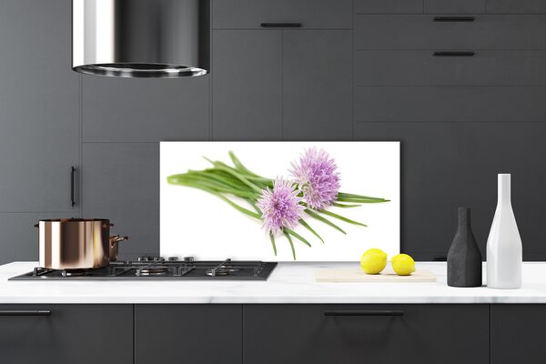 Panou sticla bucatarie Flori Floral roz. Verde