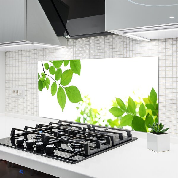 Panou sticla bucatarie Petale Floral Alb Verde
