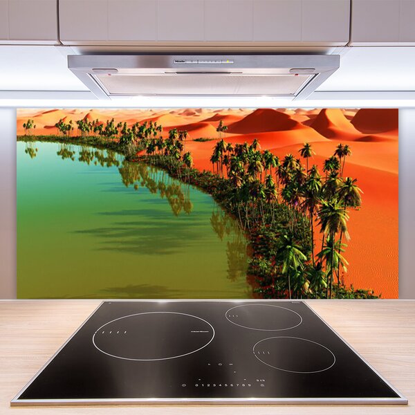 Panou sticla bucatarie Bay Copaci Desert Peisaj Verde Galben