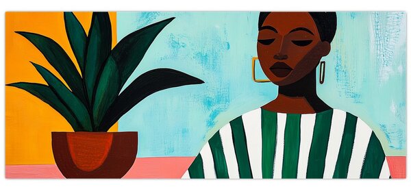 Tablou - Femeie cu floare (120x50 cm)